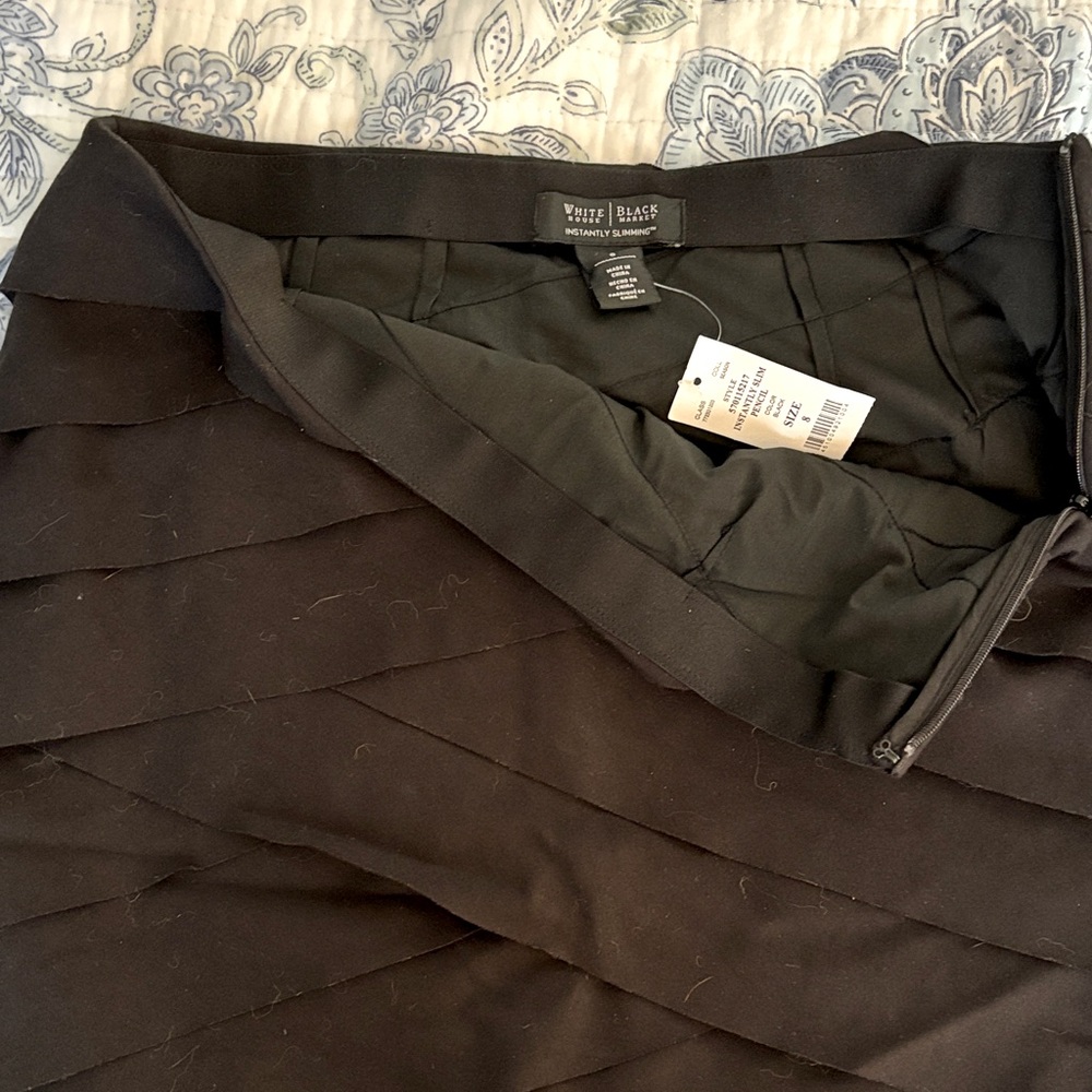 White House Black Market Women's Layered Black Pencil Skirt Stretchy- 8